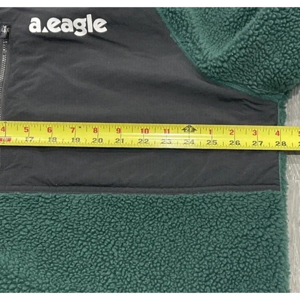 American Eagle Full Zip Fleece Jacket Hunter Green Hooded Long Sleeve Men's XXXL